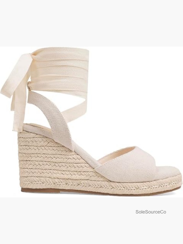 Platform Wedge Sandals Square Toe Ankle Strap Lace Up Summer